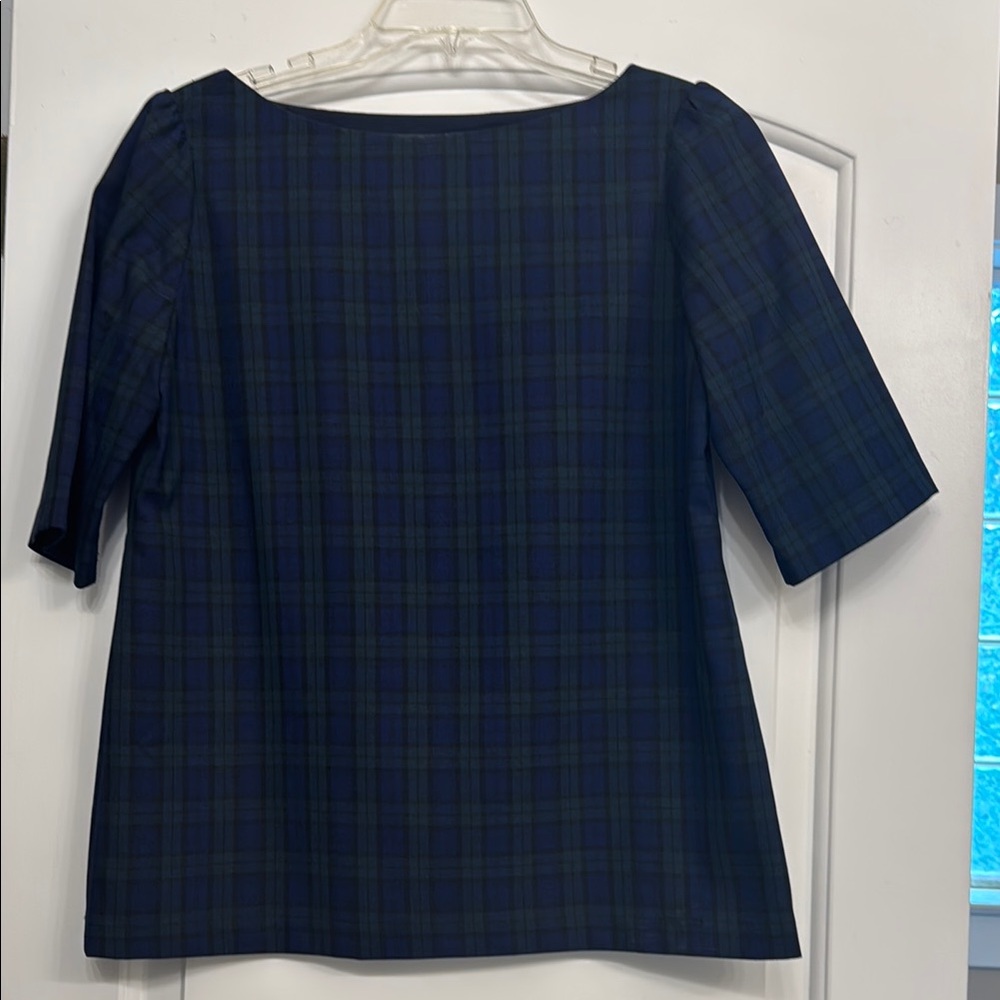 Plaid Navy Blue Women's Top